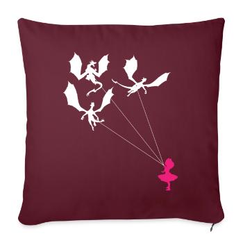 Lustiges Trendiges Kleines Mädchen Mit Drachen - Sofakissenbezug 45 x 45 cm - Burgunderrot - Vorne