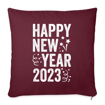 Fête du Nouvel An Bonne Année 2023 - Housse de coussin décorative 45 x 45 cm - bordeaux - Devant