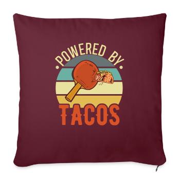 Powered by Tacos Lustiger Tischtennis-Taco - Sofakissenbezug 45 x 45 cm - Burgunderrot - Vorne