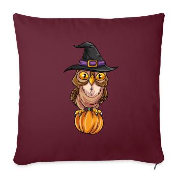 Hibou intelligent avec chapeau de sorcière - Housse de coussin décorative 45 x 45 cm - bordeaux - Devant