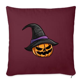 Chapeau de sorcière citrouille - Housse de coussin décorative 45 x 45 cm - bordeaux - Devant