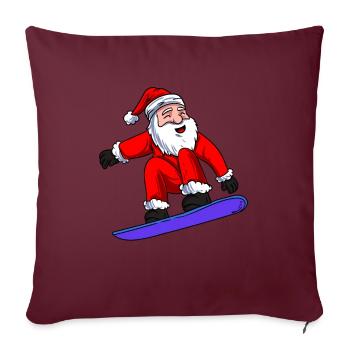 Père Noël Snowboard - Housse de coussin décorative 45 x 45 cm - bordeaux - Devant