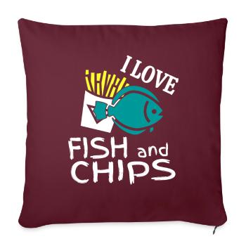 I love fish and chips spécialité anglaise - Housse de coussin décorative 45 x 45 cm - bordeaux - Devant