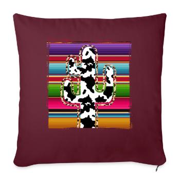 Cactus vache de l’Ouest - Housse de coussin décorative 45 x 45 cm - bordeaux - Devant