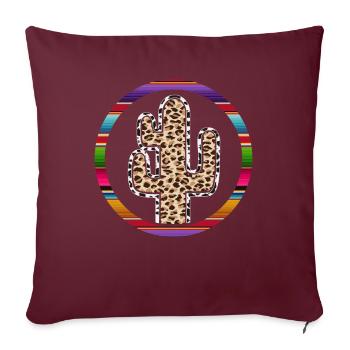 Cactus vache de l’Ouest - Housse de coussin décorative 45 x 45 cm - bordeaux - Devant