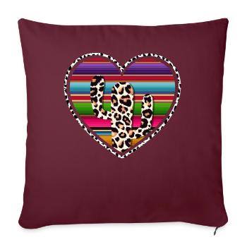 Cactus vache de l’Ouest - Housse de coussin décorative 45 x 45 cm - bordeaux - Devant