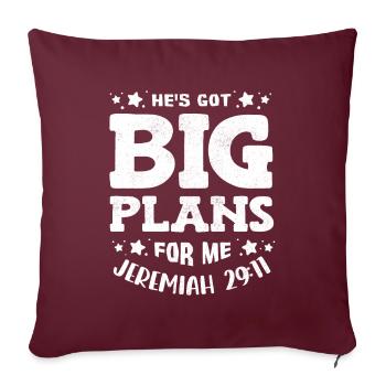Il a de grands projets pour moi, Jérémie 29:11 Psaume - Housse de coussin décorative 45 x 45 cm - bordeaux - Devant