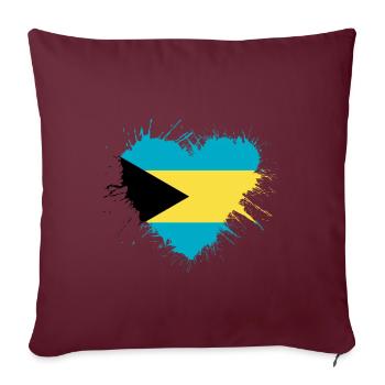 Drapeau du cœur des Bahamas - Housse de coussin décorative 45 x 45 cm - bordeaux - Devant