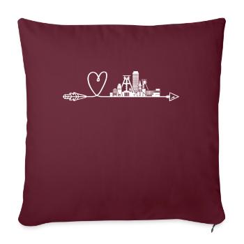 Ligne d’horizon de Bochum Avec flèche et cœur - Housse de coussin décorative 45 x 45 cm - bordeaux - Devant