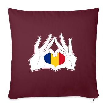 Rumänien Hand Herz Flagge - Sofakissenbezug 45 x 45 cm - Burgunderrot - Vorne
