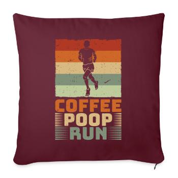 Coffee Poop Run Laufen Running - Housse de coussin décorative 45 x 45 cm - bordeaux - Devant