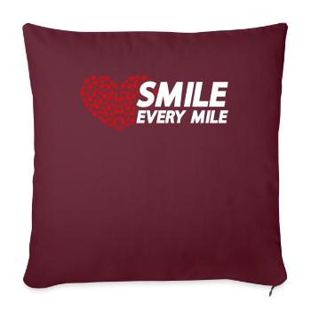 Smile Every Mile - Lauftraining Marathon Running - Sofakissenbezug 45 x 45 cm - Burgunderrot - Vorne