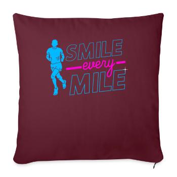 Smile Every Mile - Lauftraining Marathon Running - Sofakissenbezug 45 x 45 cm - Burgunderrot - Vorne