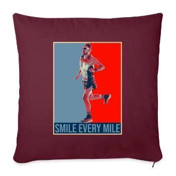 Smile Every Mile - Lauftraining Marathon Running - Sofakissenbezug 45 x 45 cm - Burgunderrot - Vorne