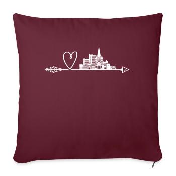 L’horizon de Bonn avec flèche et cœur - Housse de coussin décorative 45 x 45 cm - bordeaux - Devant