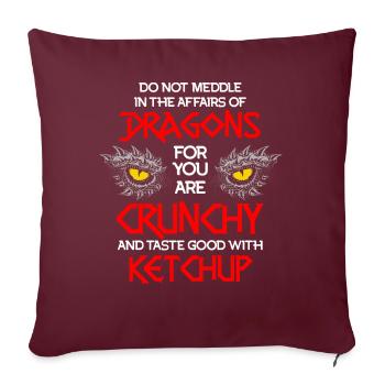Drachen-Ketchup-Zitat, Drachen - Sofakissenbezug 45 x 45 cm - Burgunderrot - Vorne