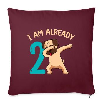 2ème anniversaire 2 ans - Housse de coussin décorative 45 x 45 cm - bordeaux - Devant