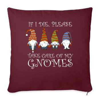 Gnome - Gnome Collecting - Gnome Collector - Housse de coussin décorative 45 x 45 cm - bordeaux - Devant