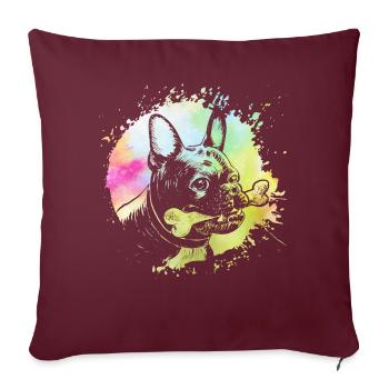Bouledogue français - Housse de coussin décorative 45 x 45 cm - bordeaux - Devant