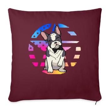 Bouledogue français - Housse de coussin décorative 45 x 45 cm - bordeaux - Devant