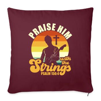 Louez-le avec les cordes de la musique d’église chrétienne - Housse de coussin décorative 45 x 45 cm - bordeaux - Devant
