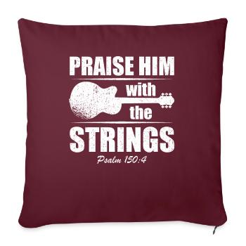 Louez-le avec les cordes de la musique d’église chrétienne - Housse de coussin décorative 45 x 45 cm - bordeaux - Devant