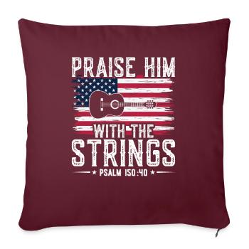 Louez-le avec les cordes de la musique d’église chrétienne - Housse de coussin décorative 45 x 45 cm - bordeaux - Devant