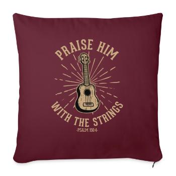 Louez-le avec les cordes de la musique d’église chrétienne - Housse de coussin décorative 45 x 45 cm - bordeaux - Devant