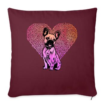 Bouledogue français - Housse de coussin décorative 45 x 45 cm - bordeaux - Devant