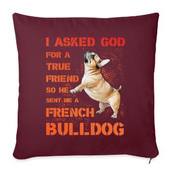 Bouledogue français - Housse de coussin décorative 45 x 45 cm - bordeaux - Devant