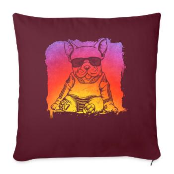 Bouledogue français - Housse de coussin décorative 45 x 45 cm - bordeaux - Devant