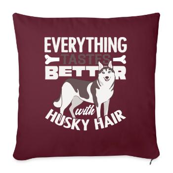 Husky sibérien - Housse de coussin décorative 45 x 45 cm - bordeaux - Devant