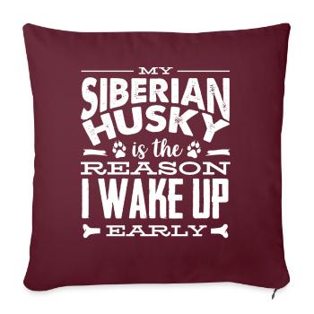 Husky sibérien - Housse de coussin décorative 45 x 45 cm - bordeaux - Devant
