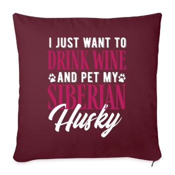 Husky sibérien - Housse de coussin décorative 45 x 45 cm - bordeaux - Devant
