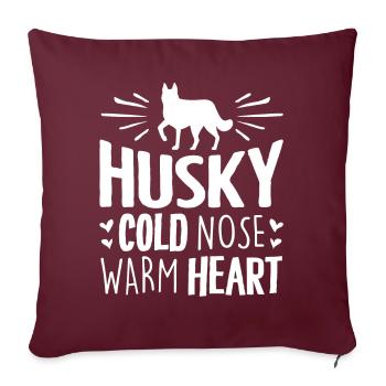 Husky sibérien - Housse de coussin décorative 45 x 45 cm - bordeaux - Devant