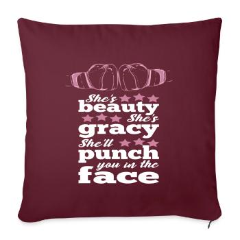 Femmes Boxe Idée Coquille Vous frapper au visage - Housse de coussin décorative 45 x 45 cm - bordeaux - Devant
