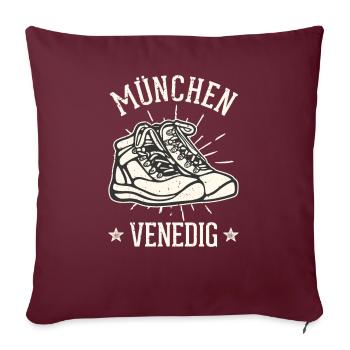 Alpenüberquerung München Venedig Fernwanderweg - Sofakissenbezug 45 x 45 cm - Burgunderrot - Vorne