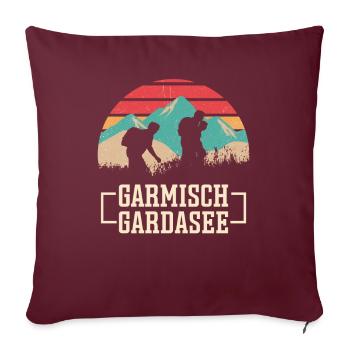 Alpenüberquerung Garmisch Gardasee - Sofakissenbezug 45 x 45 cm - Burgunderrot - Vorne
