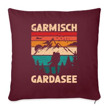 Alpenüberquerung Garmisch Gardasee - Sofakissenbezug 45 x 45 cm - Burgunderrot - Vorne