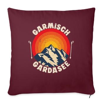 Alpenüberquerung Garmisch Gardasee - Sofakissenbezug 45 x 45 cm - Burgunderrot - Vorne