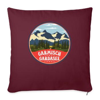 Alpenüberquerung Garmisch Gardasee - Sofakissenbezug 45 x 45 cm - Burgunderrot - Vorne