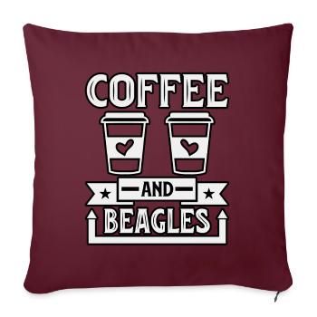 Café et Beagles - Housse de coussin décorative 45 x 45 cm - bordeaux - Devant