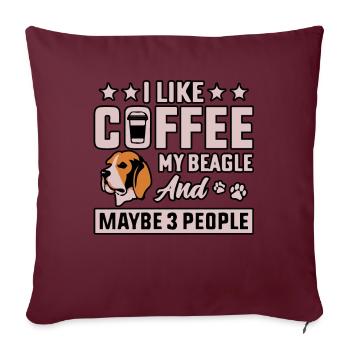 J’aime le café mon beagle et peut-être 3 personnes - Housse de coussin décorative 45 x 45 cm - bordeaux - Devant