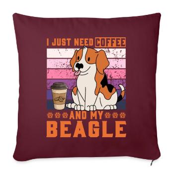 J’ai juste besoin de café et de mon Beagle - Housse de coussin décorative 45 x 45 cm - bordeaux - Devant