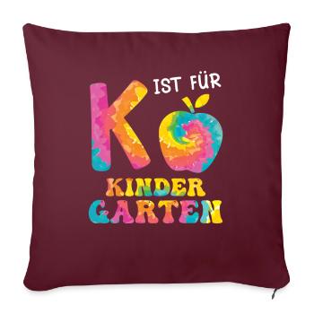 K est pour les enfants de maternelle - Housse de coussin décorative 45 x 45 cm - bordeaux - Devant