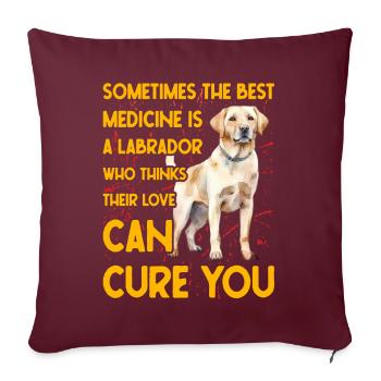 Labrador drôle de dicton - Housse de coussin décorative 45 x 45 cm - bordeaux - Devant