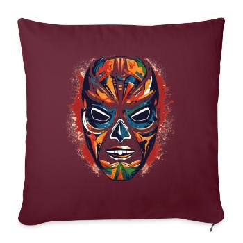 Lucha Libre Masque de Lutte Mexicaine Luchador - Housse de coussin décorative 45 x 45 cm - bordeaux - Devant