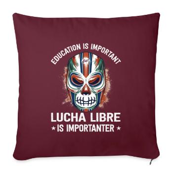 Lucha Libre Masque de Lutte Mexicaine Luchador - Housse de coussin décorative 45 x 45 cm - bordeaux - Devant