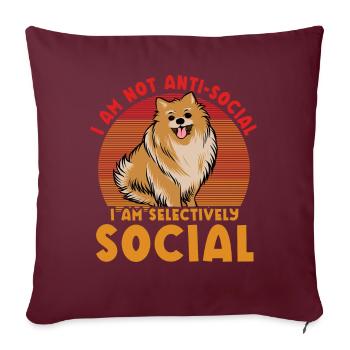 Je ne suis pas antisocial, je suis sélectivement social - Housse de coussin décorative 45 x 45 cm - bordeaux - Devant