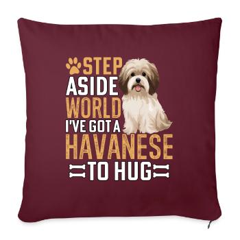 J’ai un bichon havanais dans mes bras - Housse de coussin décorative 45 x 45 cm - bordeaux - Devant